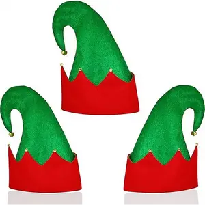 4E's Novelty Christmas Elf Hats for Kids & Adults (3 Pack) – Felt Santa Helper Hats with Jingle Bells – Holiday Party Costume Accessories