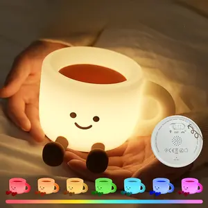 Coffee Cup Night Light, Gifts for Coffee Lovers, Rechargeable Dimmable Color Changing Night Lamp, Soft Silicone Cute Desk Lamp with Touch Control, Funny Gag Birthday Gifts for Women
