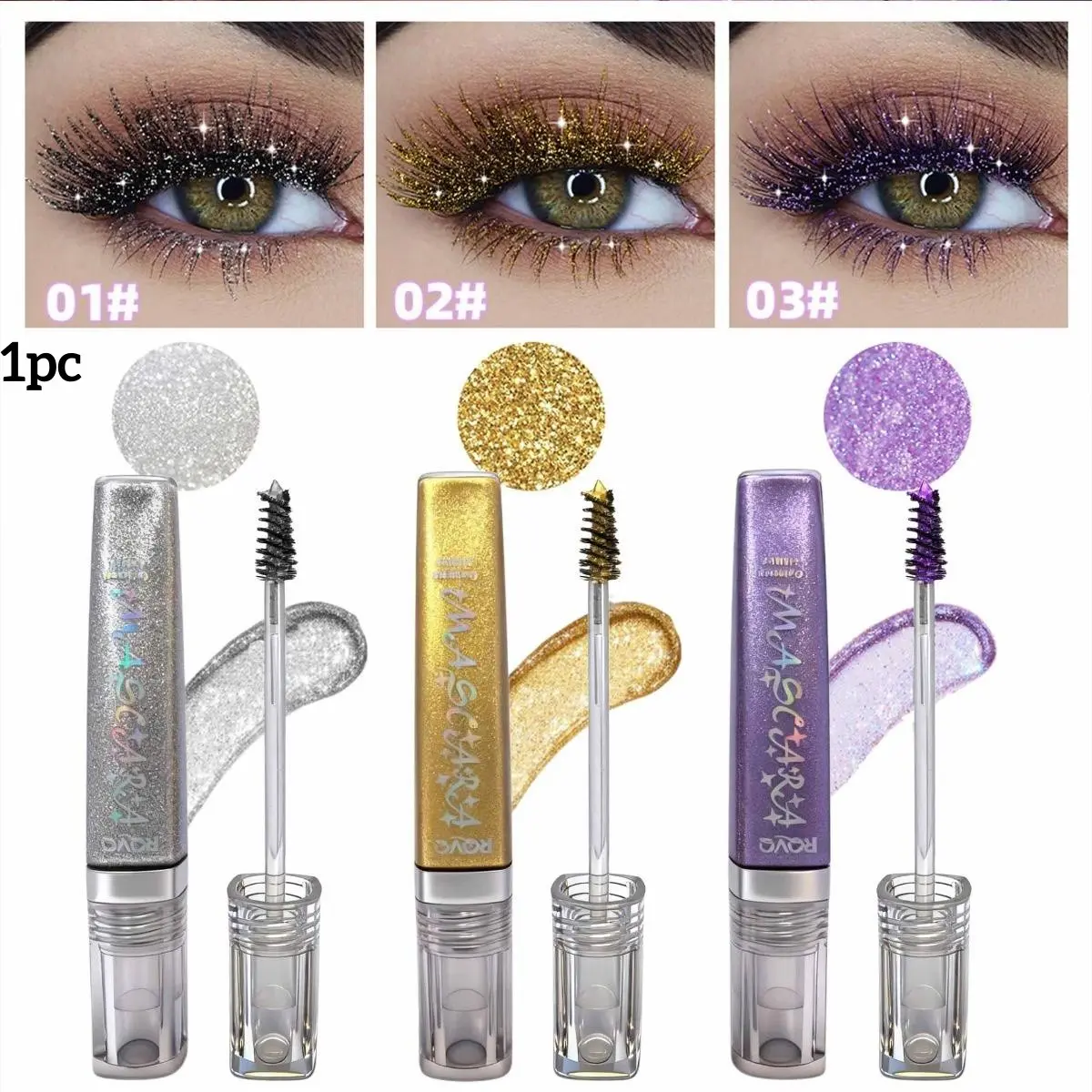 Sparkling Sparkle Crushed Diamond Colored Pearlescent Glitter Volumizing Mascara