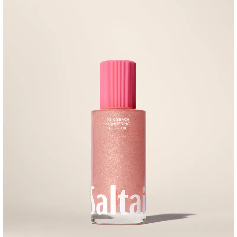 Saltair Pink Beach Shimmering Body Oil – Hydrating Glow Oil with Squalane & Golden Shimmer – Coconut, Almond Blossom & Vanilla – 4 fl oz