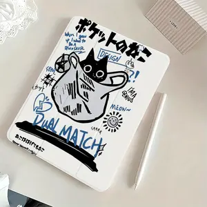 Cute Cat Design Soft Flexible Hybrid Case for iPad with Adjustable Kickstand & Pen Holder Anti-Scratch Drop-Proof Cover for iPad 10th/9th Gen Air 4th/5th Pro 11-inch 2024 Versatile Tablet Stand Playful Gadget Accessory Computer