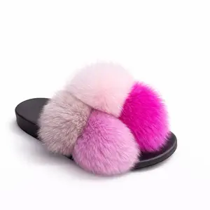 Women's Bubble Faux Fur Slip-On Slippers, Round Toe, Soft Fluffy Warm Multi-Color Footwear, Rubber Sole, Durable Construction, Indoor-Outdoor Slide Shoes