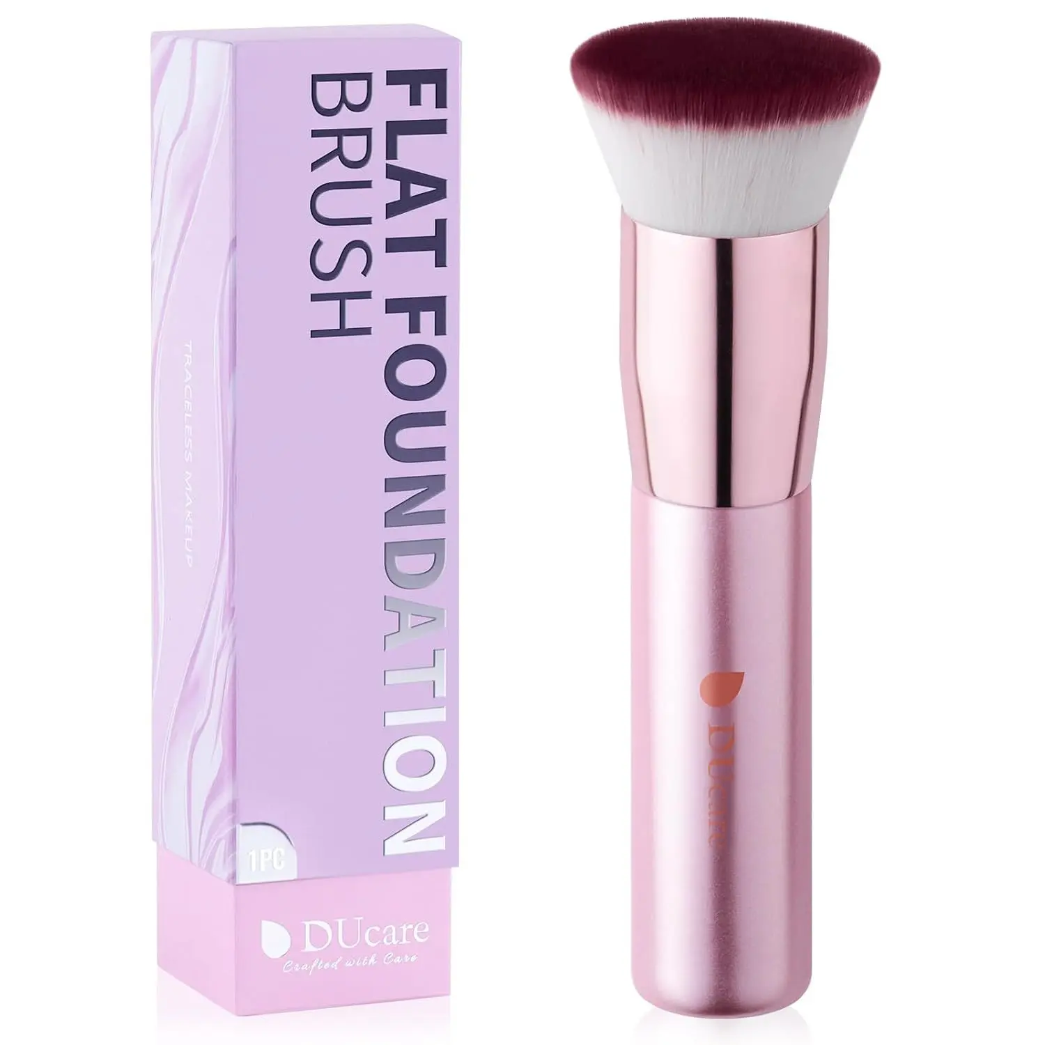 DUcare Foundation Brush for Liquid Makeup,Flat Top Kabuki Foundation Brushes - Premium Makeup Brush for Liquid, Cream, Powder,Buffing, Blending,Pink