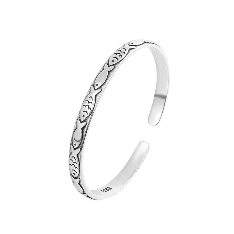 1pc retro and elegant S-fish-shaped open bracelet is suitable for casual wear and gifting, as well as for seasonal jewelry