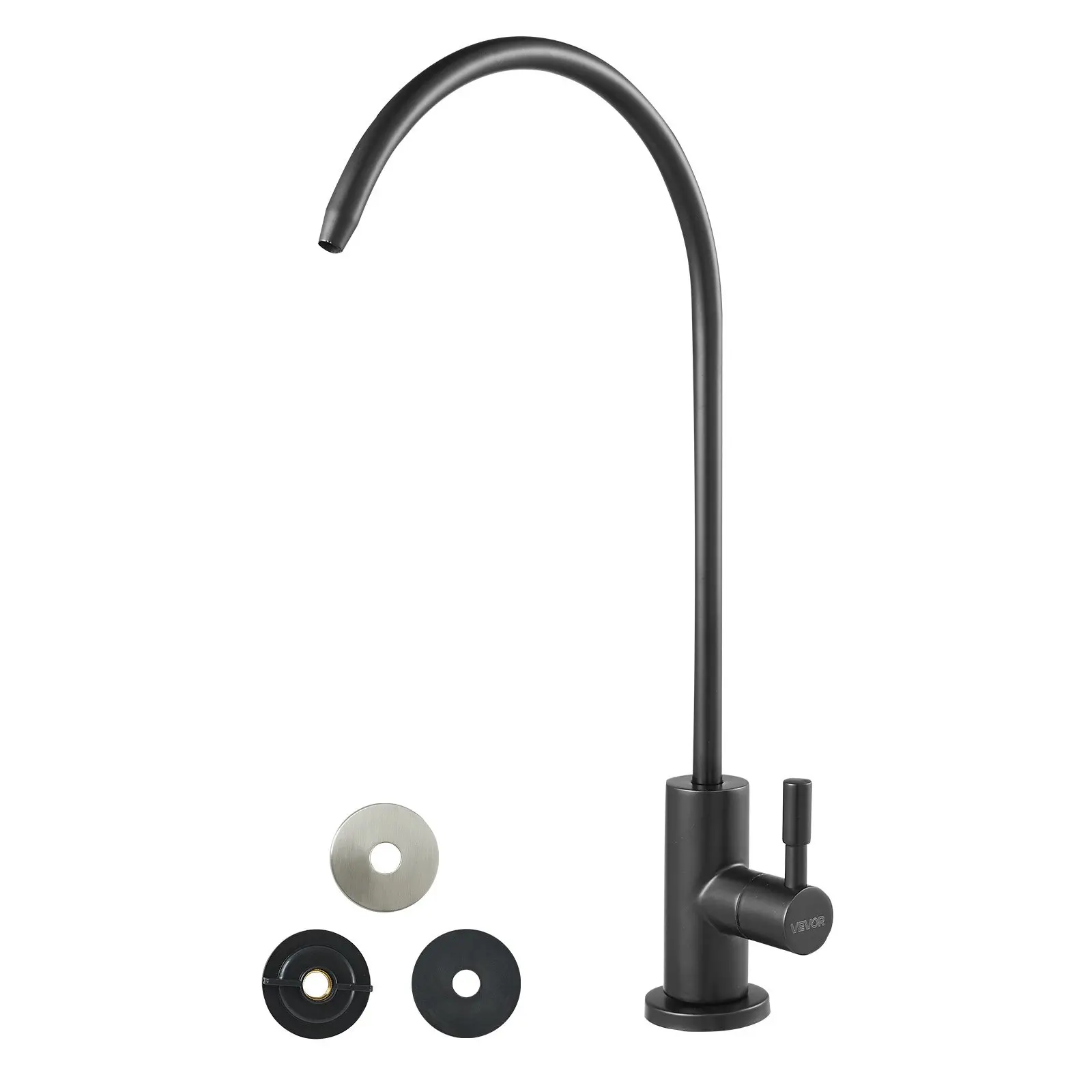 VEVOR Stainless Steel Faucet, Lead-Free Water Purifier Faucets, Reverse Osmosis Faucet with Solid Brass Valve, High Arch Drinking Water Faucets For Kitchen Sink, Bar Counter, Cafe Shop, Matte Black