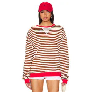 Free People x We The Free Classic Striped Crew in Coffee Combo