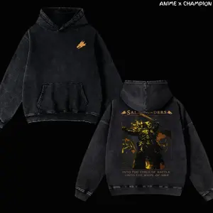 Salamanders Warhammer 40k Washed Hoodie, new arrival with bold warrior graphic, premium cotton for vintage comfort, perfect tabletop gaming merch for Adeptus Astartes and grimdark fans V