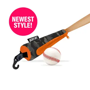 ReadyBat Protective Baseball Bat Handle Cover - Camo Design with Hook & Zipper for Youth & Adult Bats - Newest Style