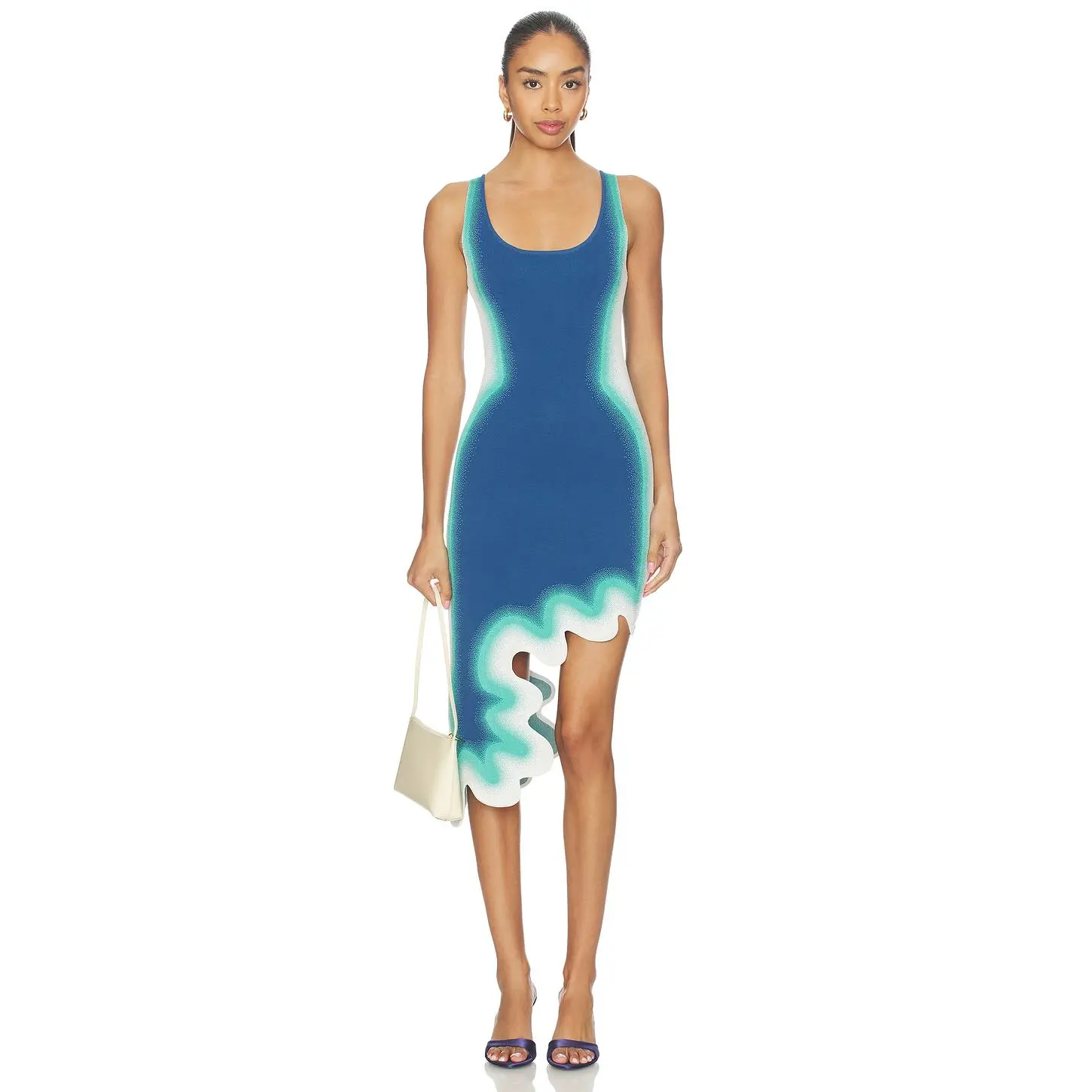 PH5 Aster Reversible Wavy Dress in Navy Turquoise