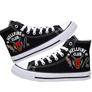 Stranger Things high-top canvas shoes, flat sneakers for youth and students, training shoes, outdoor sports shoes, fashionable and versatile Y2K style, ideal for birthday and holiday gifts