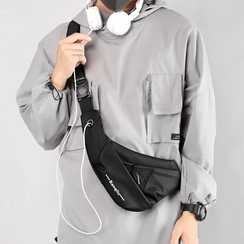 New Trendy Men Casual Close Fitted Sling Backpack, Lightweight Versatile Crossbody Shoulder Phone Bag, Minimal Daily Stap Pouch for Outdoor Travel Commute Sports
