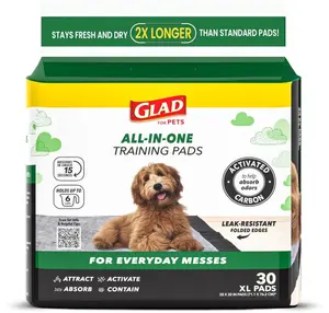 Glad for Pets Extra Large Charcoal Dog Training Pads - Absorbent Disposable Pee Pads for Dogs, Cats & Puppies - Jumbo-Size Potty Pads that Neutralize Urine Instantly - 30 Count Pet Supplies