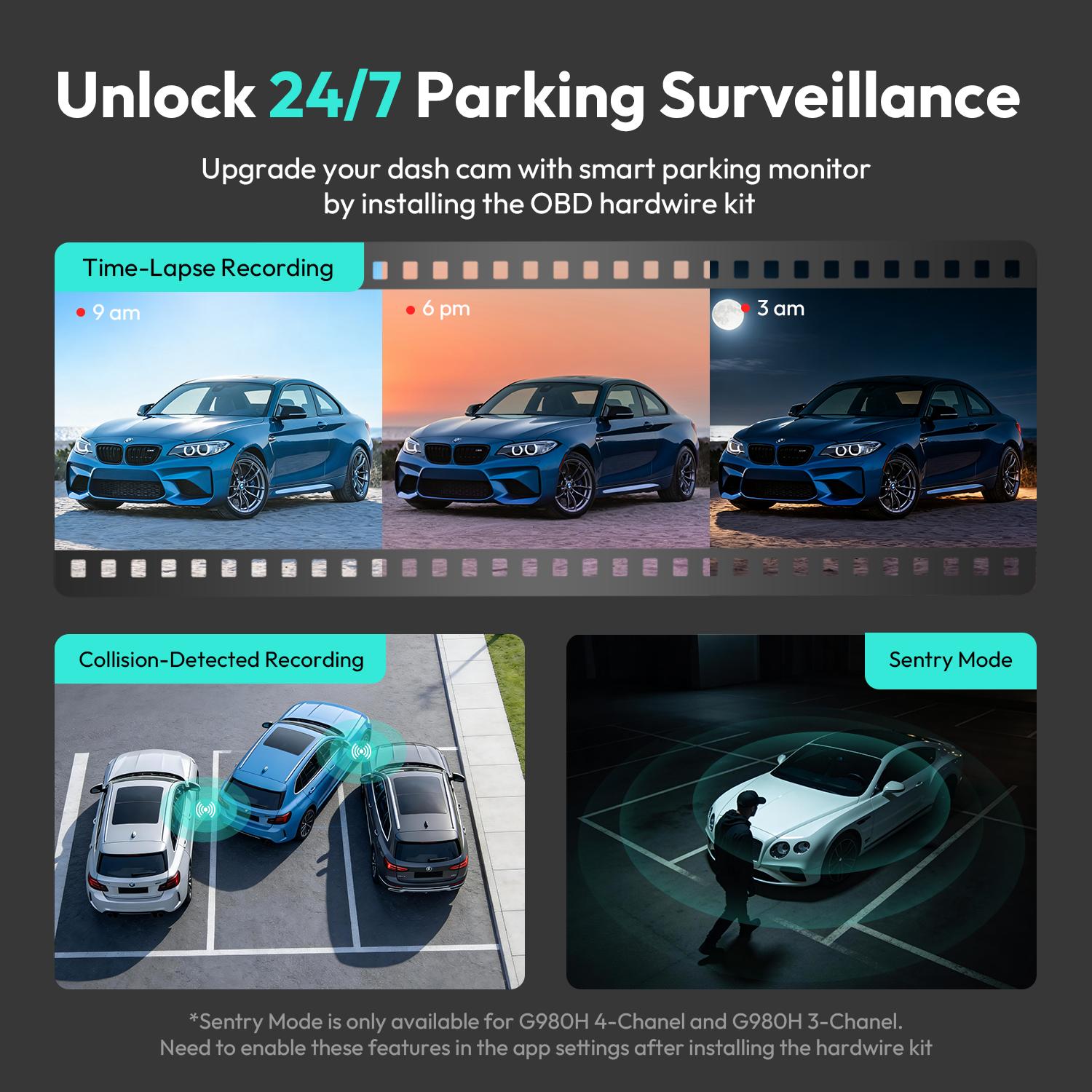 Botslab 3K 4 Channel Dash Cam with 3.18&rdquo; Touch Screen, 24/7 Parking Mode, Built-in GPS, 5.8G WiFi, Night Vision, Voice Control, 128GB Card, Rear Camera Monitor Touchscreen Dash Cam Car Dvr,car accessories