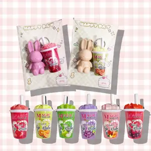 Cute Bunny Lip Gloss Set with Fruit Scented Mini Hydrating Moisturizing Lip Balm, 3D Chain Design, 2pcs, Perfect for Daily Use & Gifts, Cosmetic Lip Care