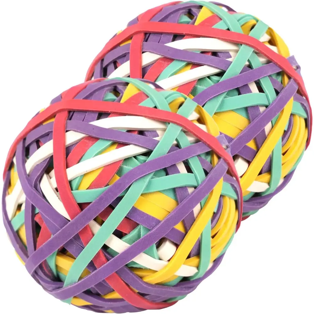Rubber Band Ball-2 Pack, About 300 Pcs, 5 Colors, Strong Elastic Bands for Office, School, Home - Loop Office Supplies, Rubber Bands, Home Supplies