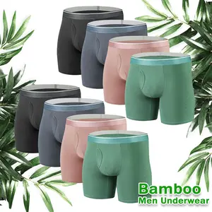 4 Pack Men's Bamboo Fiber Boxer Briefs,Plain Breathable Underwear,Men Boxer Shorts,Causal Men's Underwear For All Seasons