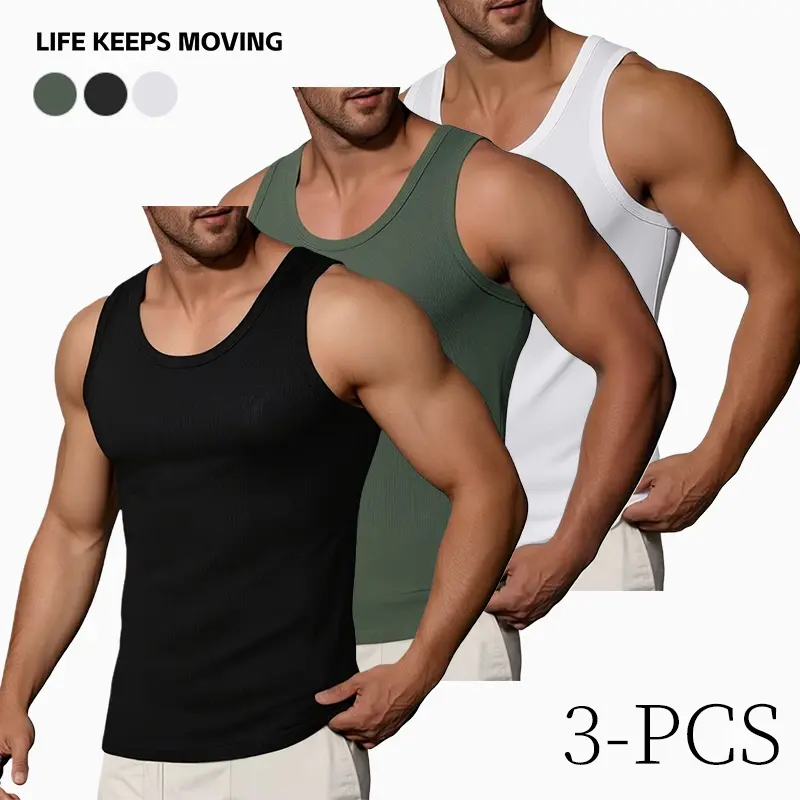 Summer fashion breathable comfortable quick-drying sports fitness vest, casual plain top, comfortable loungewear top, men's undershirt top, suitable for gym, running, outdoor, bottoming vest fitness training clothes sleeveless bottoming shirt Workout Vest