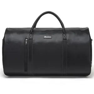 Modoker Leather Travel Bag with Shoe Pouch, Waterproof Weekender Overnight Bag, Carry On Duffel Bag Travel Bag for Men Women