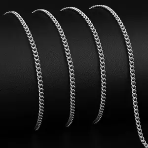 3mm Stainless Steel Silver Color Cuban Link Chain Necklace 24 Inch for Men Women Everyday Jewelry Birthday Anniversary Gift Durable Solid Design High-Quality Materials fashionable chain necklace