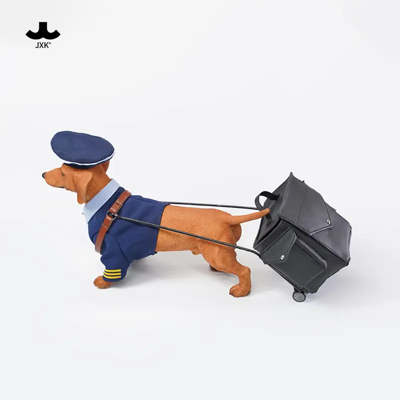 MMOS X JXK Aviator Dachshund Hound Dog Statue Resin Dog Figurine