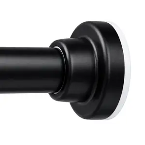 Shower Curtain Rod, 32-80 inch Adjustable Spring Tension Curtain Rod, Never Rust Anti-Slip Shower Curtain Rod for Bathroom, No Drilling, Never Collapse, Easy to Use, Silver and Black