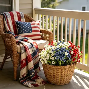 9 Bundles UV Resistant outdoor Artificial Blue Flowers, Fade Proof Outdoor Fake Plastic Plants, Realistic Greenery Faux Floral, Perfect for Patriotic July 4th Independence Day, Home Garden Yard Porch Patio Window Balcony Decor,weatherproof,no maintenance