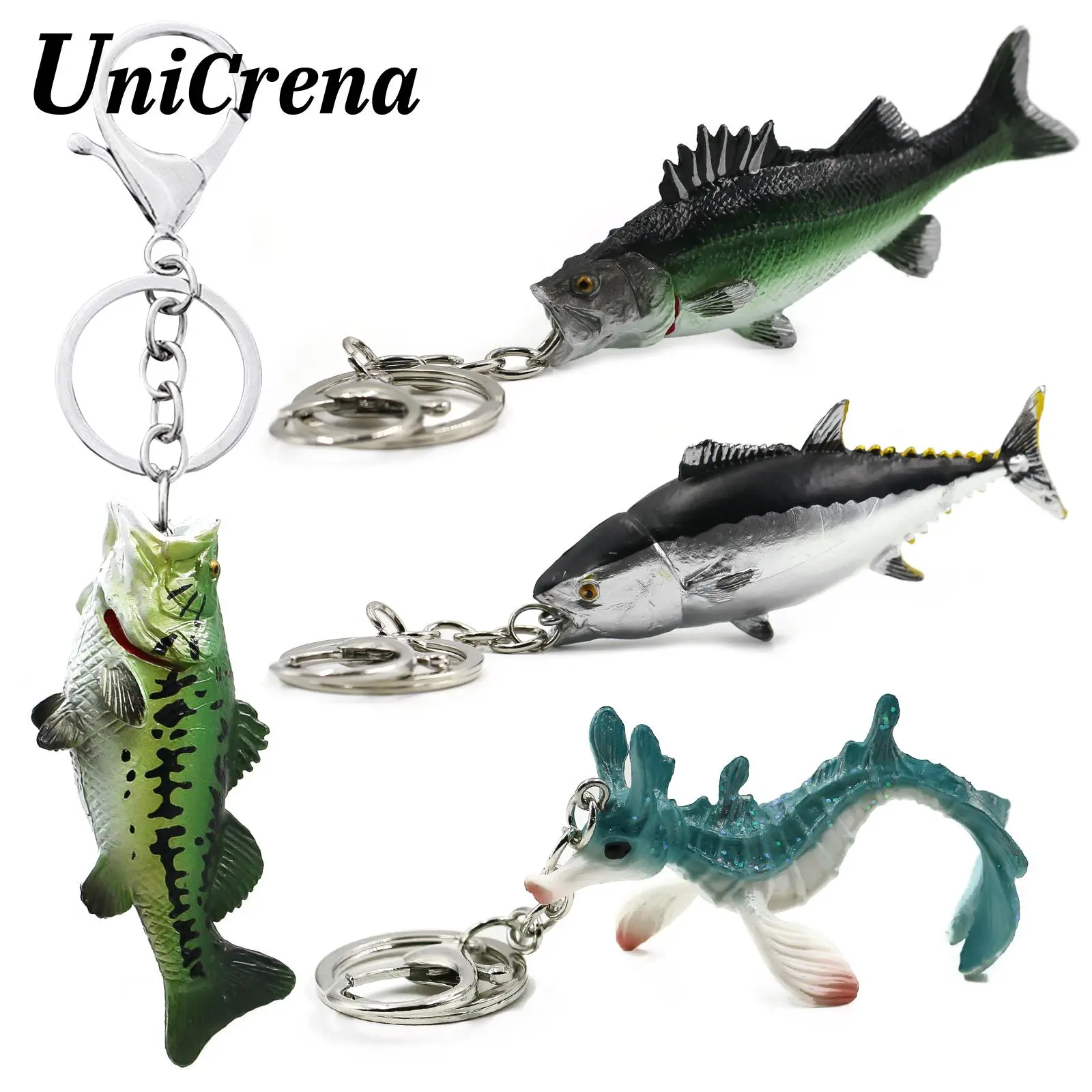 Fish Keychain Creative Handmade Fish Model Key Ring Trout/Snapper/Tuna/Salmon/Bass Keychain Fishing Themed Key Holder Accessory