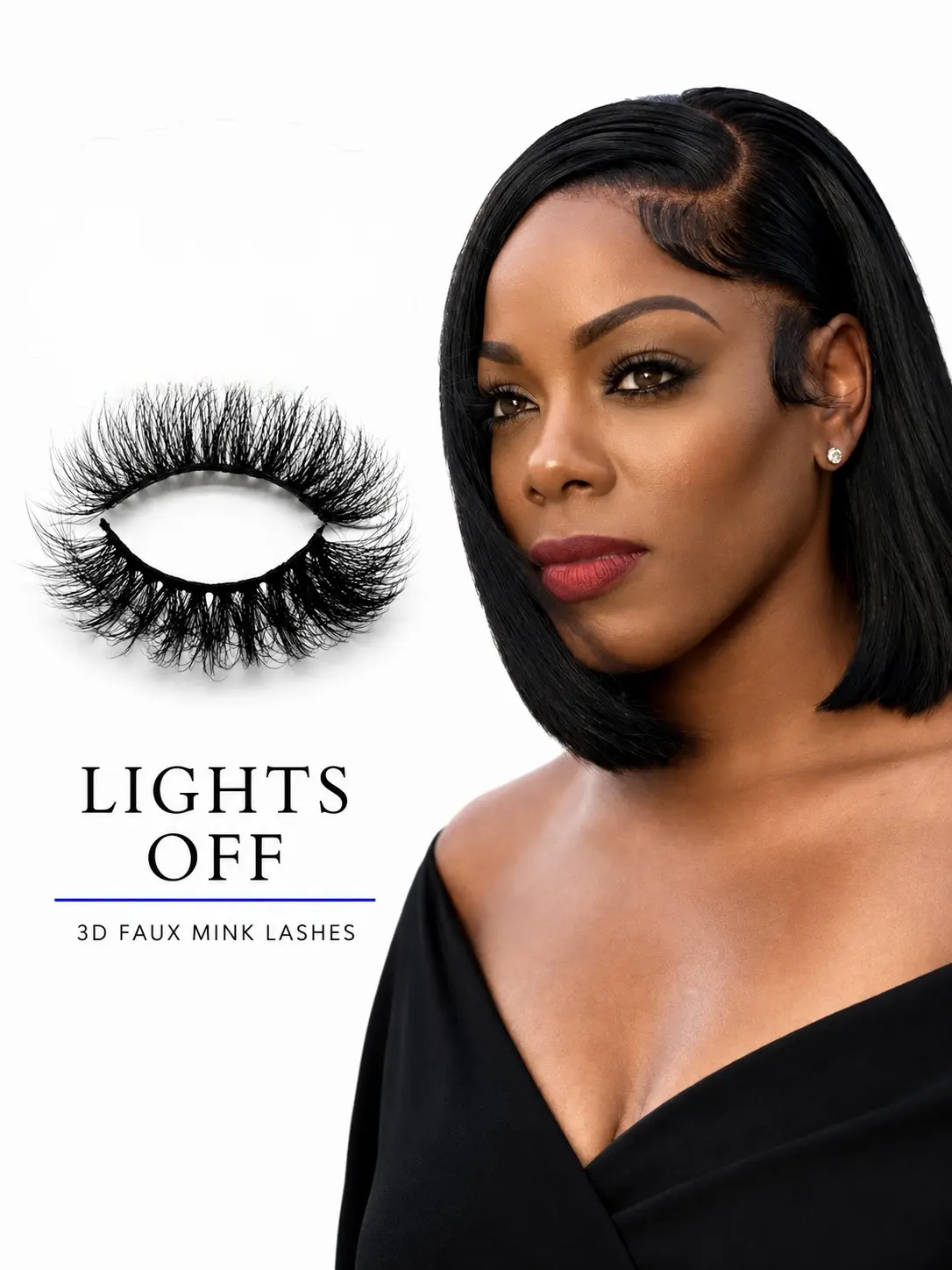 LIGHTS OFF (20MM) MIDNIGHT COLLECTION 3D FAUX MINK LASHES Sultry. Mysterious. Irresistible. Lights Off delivers seductive volume and dramatic definition for a look made for after-hours.