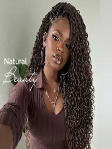 Goddess Faux Locs Wigs for Women, 34 Inch Full Lace Curly Synthetic Wigs, Baby Hair, Bohemia Locs, Twist Crochet Curls, Braid Braided Wig, Faux Locs Braids, Boho Style Wigs