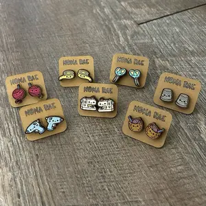 Sewing & Crochet Earrings – Yarn, Scissors, Sewing Machine & Craft Tool Wooden Studs