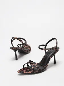 Summer New Women's Elegant Buckle Backless PU Leather High Heel Sandals, Party Wedding Outdoor Shoes, Comfortable Fashion Design