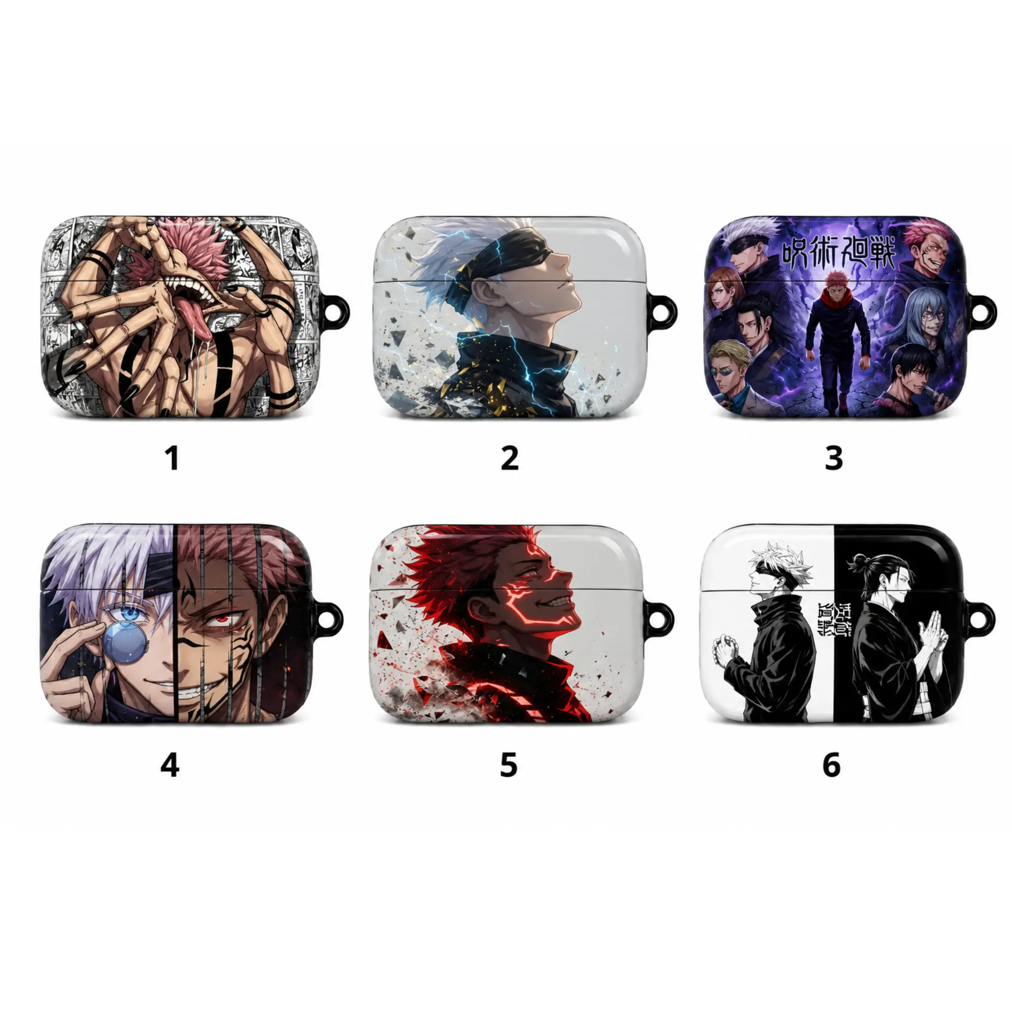 Jujutsu Kaisen Anime Airpods Case G0j0 Sat0ru Sukuna Pattern Cool Jujutsu Sorcerer Manga Character Cover for Airpods 1 2 3 4 Pro 1 2 3