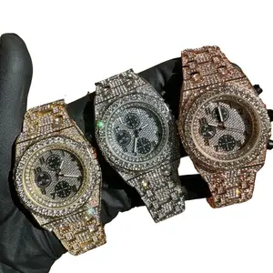 Men Iced Bling Out Gold Plated Hip Hop Rhinestone Watch - Fashion Accessory