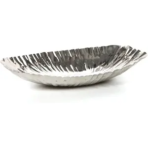 Elegance Redefined Silver Finish Decor Tray Bowl, 13.6 Inches Long Versatile and Chic Centerpiece for Serving, Floral Arrangements, and Stylish Home Decor