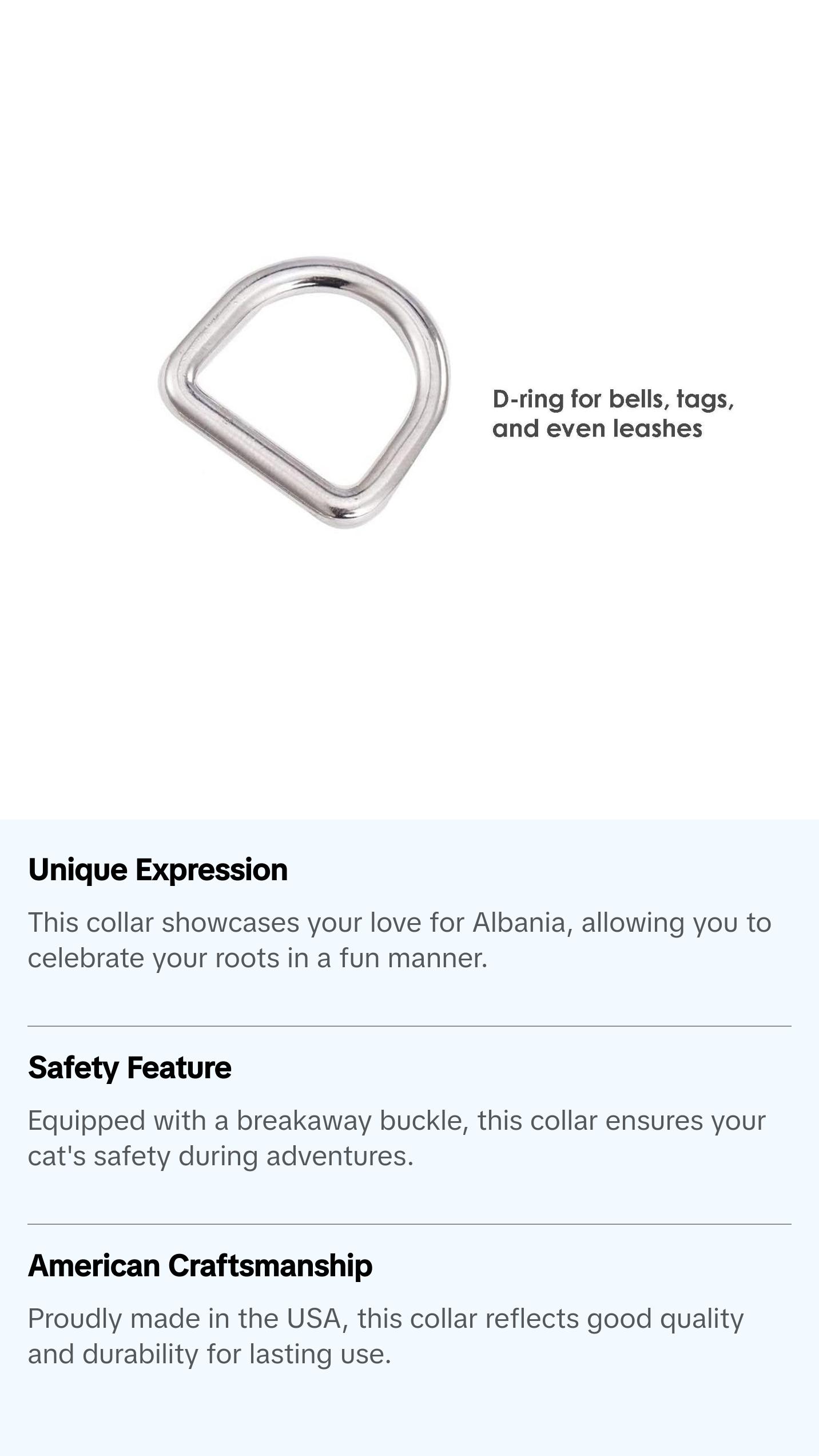 Albanian Cat Collar | Great For National Holidays, Festivals, Parades, Sporting Events, Pride Events