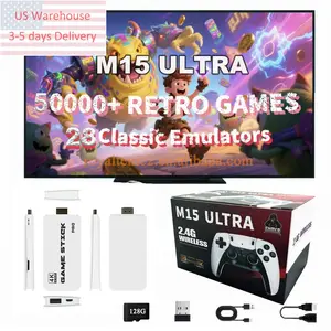 USA STOCK M15 Ultra Game Stick 128GB Classic Games HD Gaming Player 2.4GHz Wireless Controller Retro Home Video Game Console