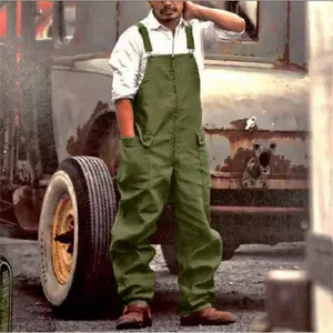baggy sweatpants men  2024 New Men's Jumpsuit Plus Size Streetwear Solid Color Overalls Pockets Loose Suspenders Baggy Work Wear Cargo Pants Men