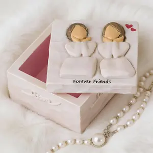 Best Sisters Gift Box Birthday Valentines Wedding Christmas Gifts for Woman Girlfriend Bestie Sculpted Hand-Painted Keepsake Box with Lid