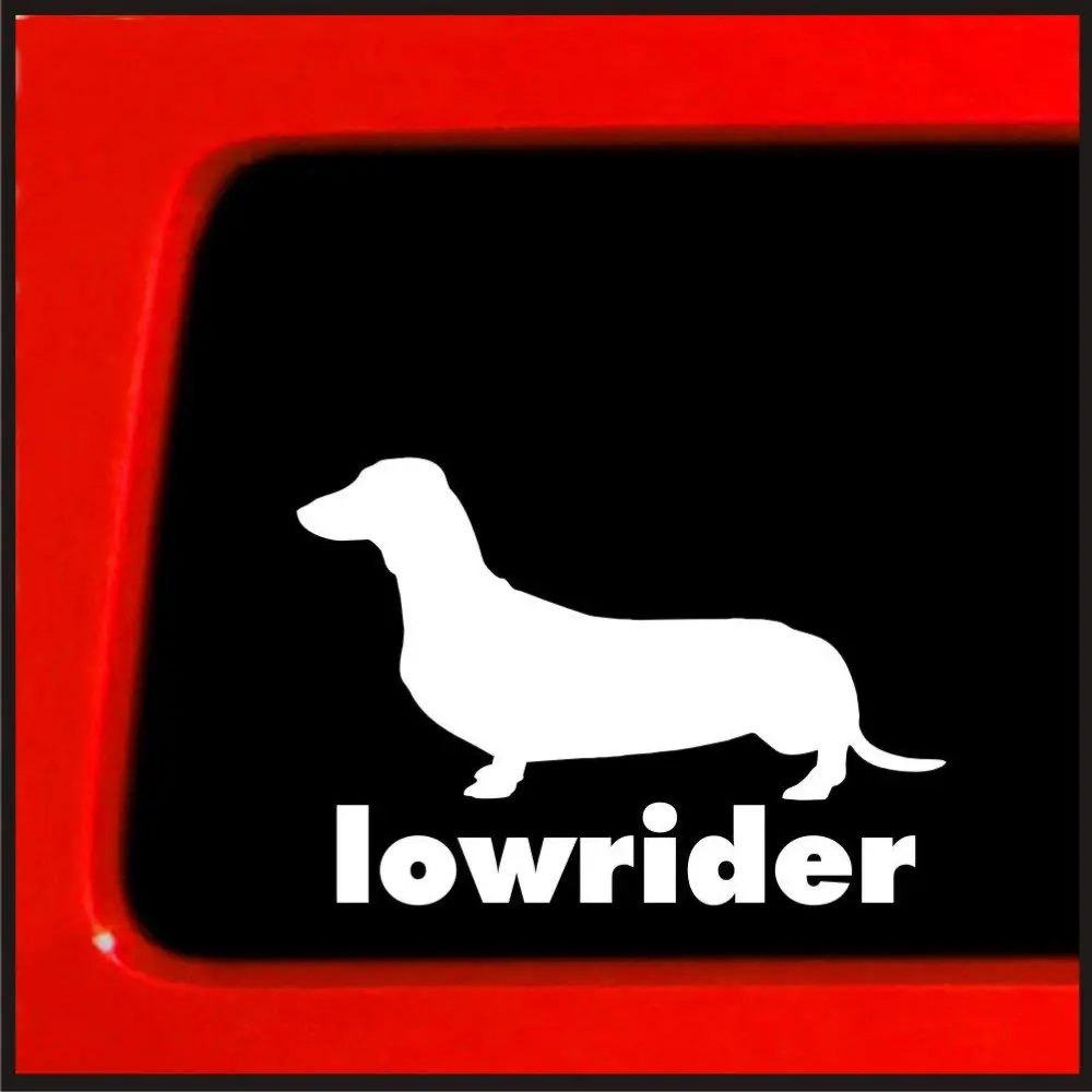TWISTED NODEZ - Dachshund Wiener Dog Lowrider 3.75"X6" White Vinyl Decal Sticker for Cars LAPTOPS Walls Windows Toolbox Gift
