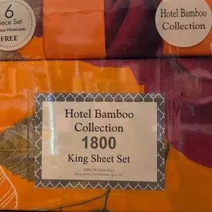 Hotel Bamboo Collection 1800 King Sheet Set 4/6 Pc Cooling Breathable Super Silky Soft 16-18" Deep Pocket Wrinkle Fade Resistant