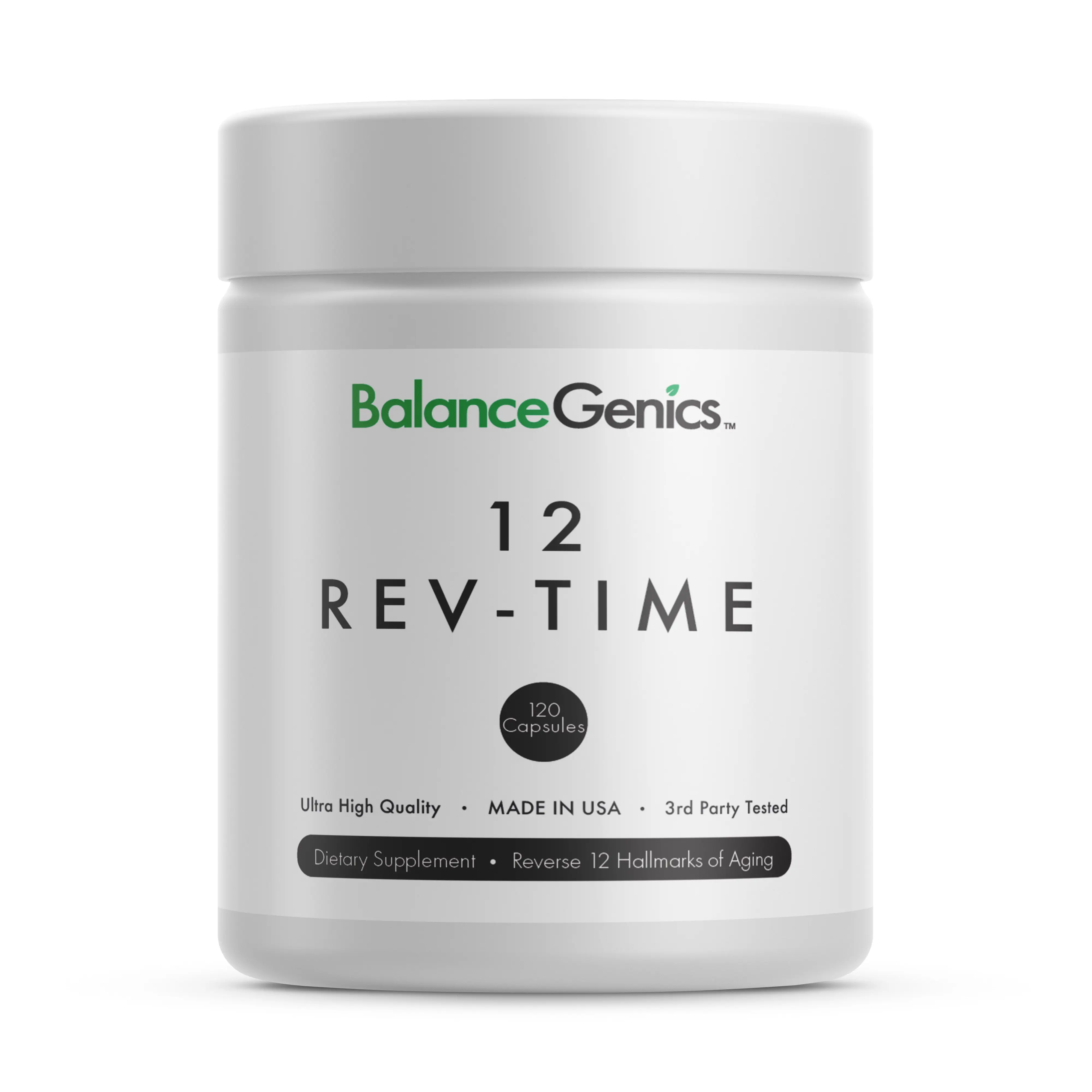 12 Rev-Time Complex Supplement | Reverse 12 Hallmarks of Aging | FIVE KEY ANTI-AGING INGREDIENTS: Ca-AKG, Quercetin, Pterostilbene, Fisetin, Spermidine |   120 CAPSULES |   MADE IN USA, TOP QUALITY GUARANTEE vitamind3k 2