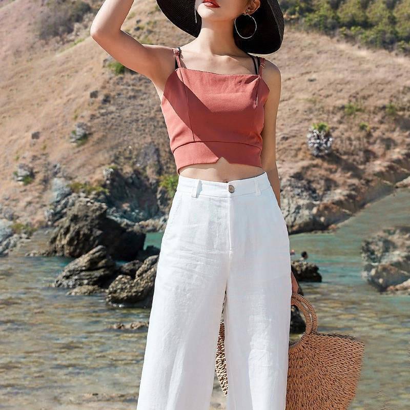 🌿 BreezyEase High-Waist Cotton & Linen Pants – Effortless Comfort & Style