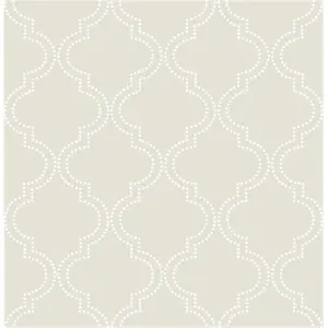 212 MAIN Peel-and-Stick Self-Adhesive Removable Decorative Wallpaper, Quatrefoil Geometric Trellis Design, NU1425 Taupe Temporary Single Roll for Indoor Use, Peel and Stick Wallpaper Designs