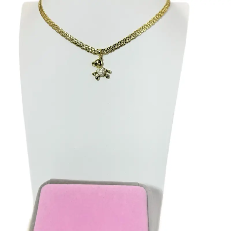 Spanish Chain 20 Inches Long with a Bear Pendant Gold-Tone Fashion Accessory for Women