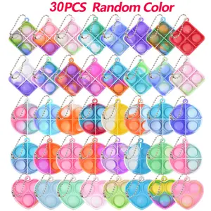 10-30Pcs Pop Fidget Toys Mini Pop Keychain Fidget Toys