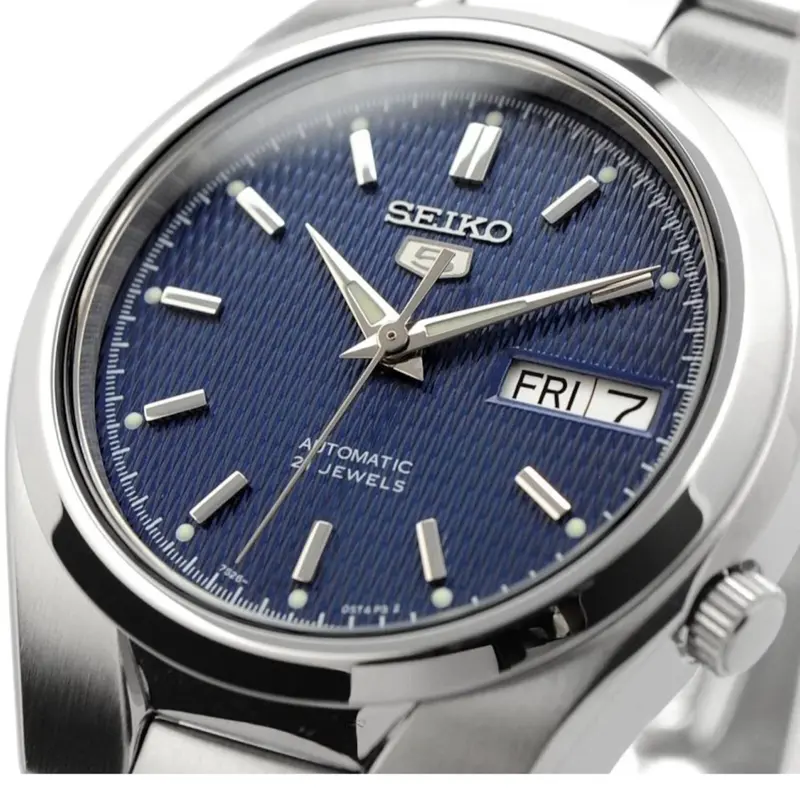 Seiko 5 Men's Automatic Watch - 21 Jewels, Blue Dial, Stainless Steel Case & Band, Model SNK603K1