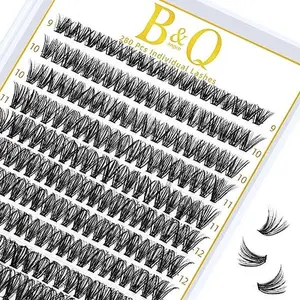 B&Q Lash Clusters 280PCS Natural Eyelash Clusters 40D D 9-16mm Individual Lash Wispy Eyelash Extension with Soft Thin Band Classic Look Pestañas Postizas Comfortable DIY at Home(40D-D-9-16mm)
