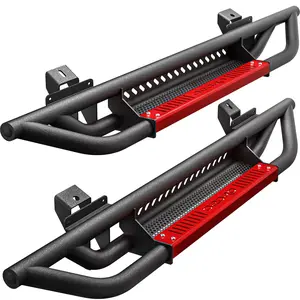 YITAMOTOR 6 inch Running Boards Compatible with 2021-2025 Ford Bronco 2 Door, Drop Side Steps, All Steel Nerf Bar Red Paintable Step Plates,nerf bars