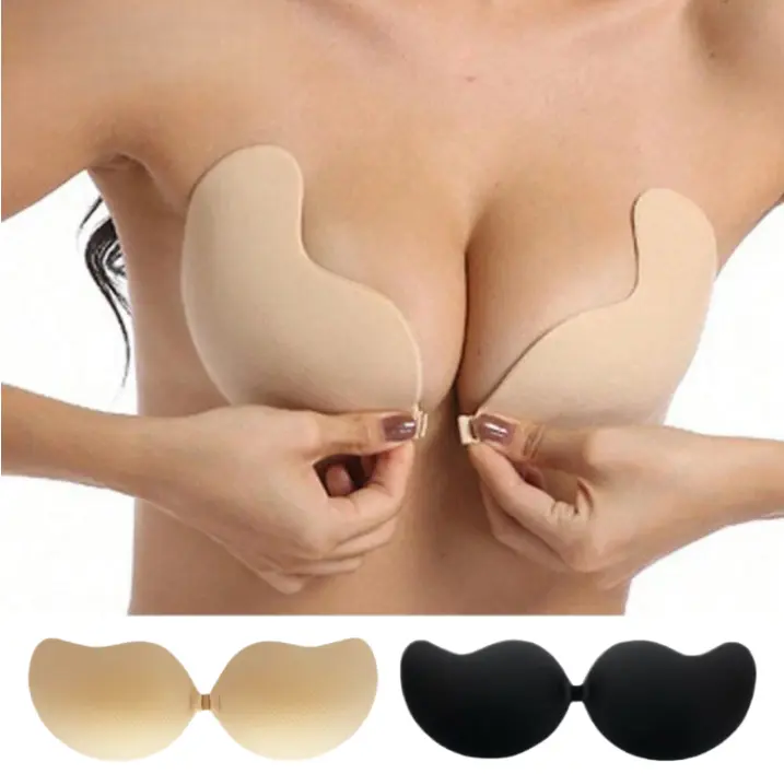 Women's 2-Pair Underwire Push Up Sticky Bra - Invisible Silicone, Strapless, Backless, Seamless, Comfortable, Breathable Plain Sports Lingerie for Party, Everyday Style, Festival, Lady, Push Up Bra, Strapless Bras Minimalist Basic