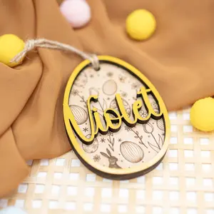 Personalized Wooden Easter Baskets Tag Custom Easter Tag Easter Basket Name Tags Bunny Basket Name Tags Easter Baskets Decoration for Boys Girls